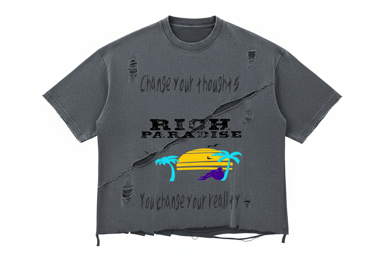 Rich Paradise Snow Wash Raw-Hem Boxy T-shirt