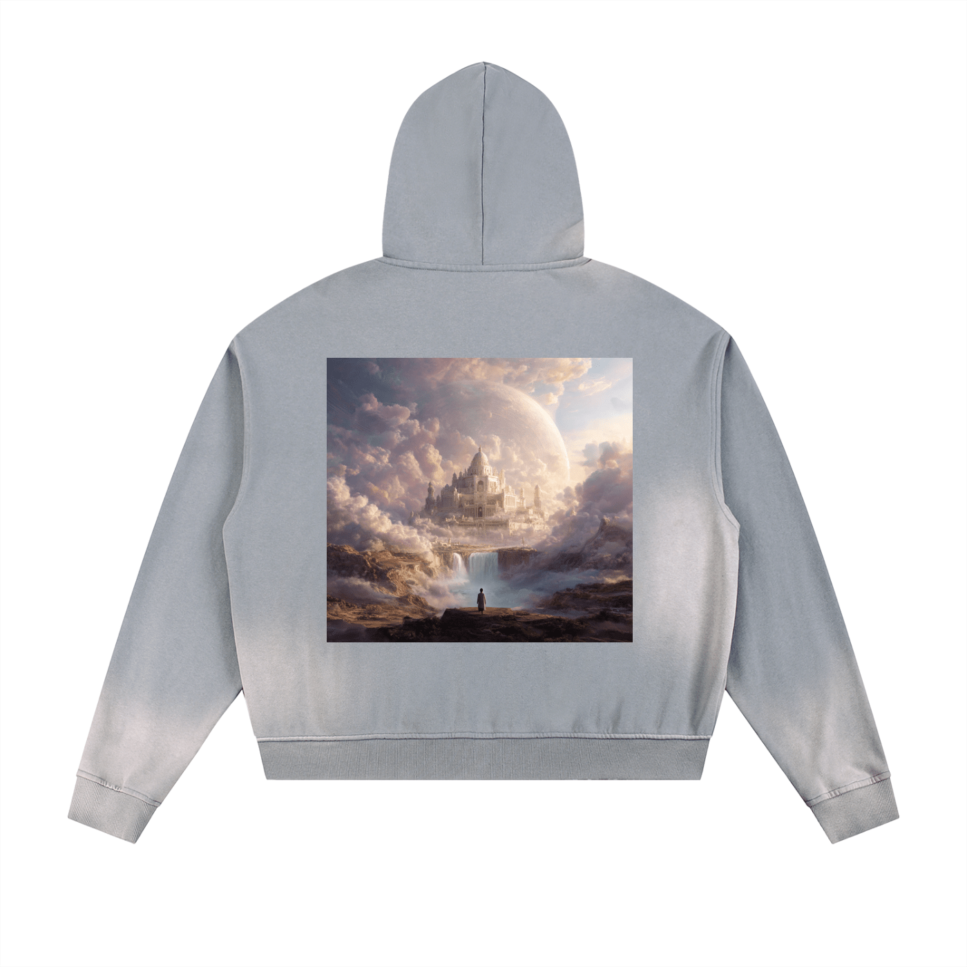 Rich Paradise Sun Fade Frayed Raw Edge Fleece Zip Hoodie