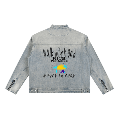 Vintage Wash Zip Denim Jacket