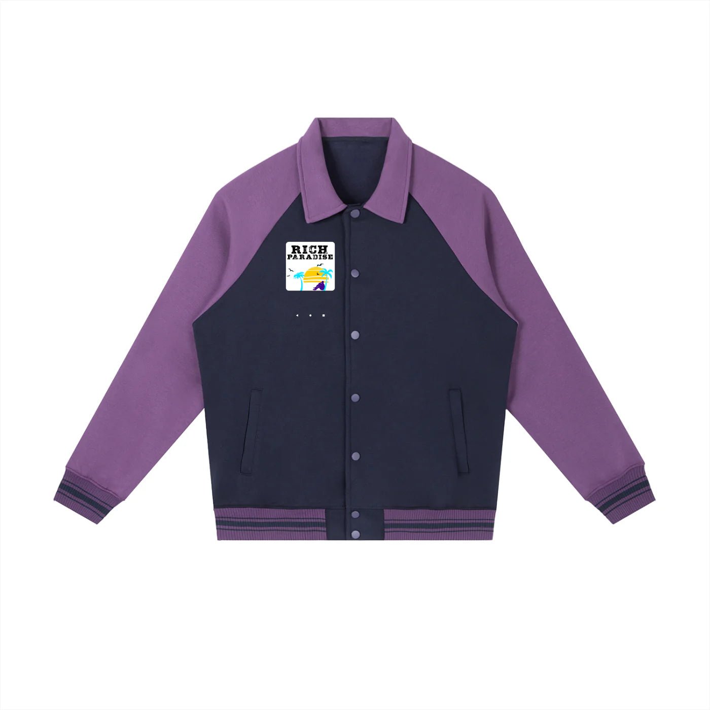 Contrast Raglan Sleeve Baseball Jacket