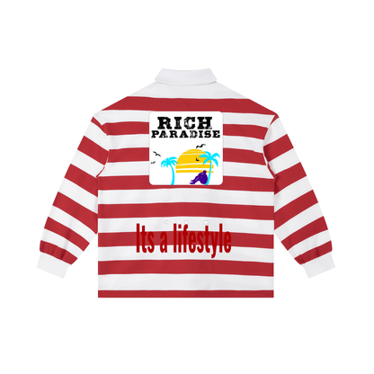 Rich Paradise Color Block Stripe Polo Shirt