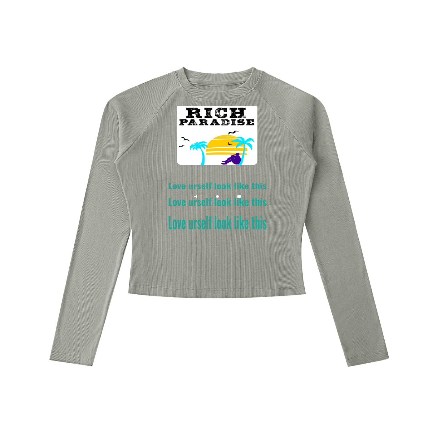 Rich Paradise Dyed Washed Raglan Long Sleeve Slim T-Shirt