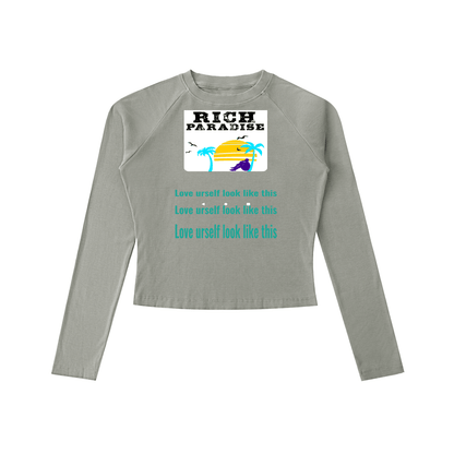 Rich Paradise Dyed Washed Raglan Long Sleeve Slim T-Shirt