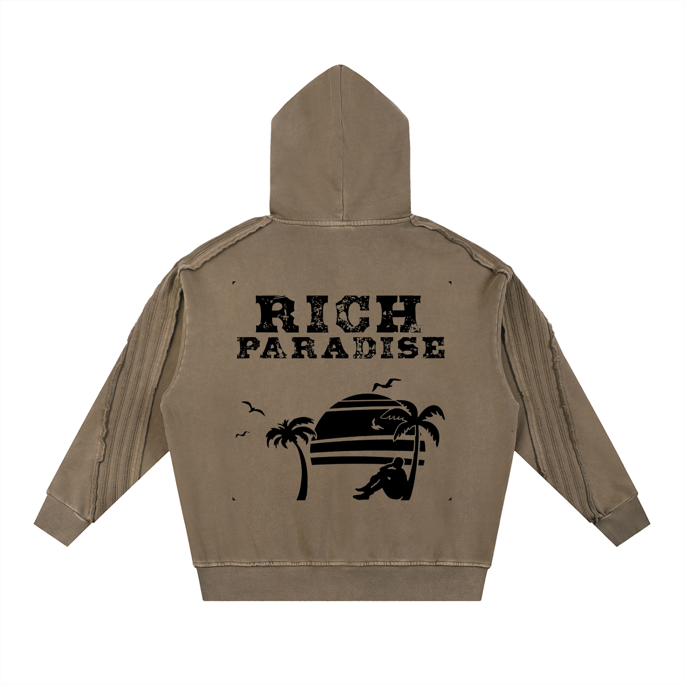 Snow Washed Tape Raw Edge Hoodie