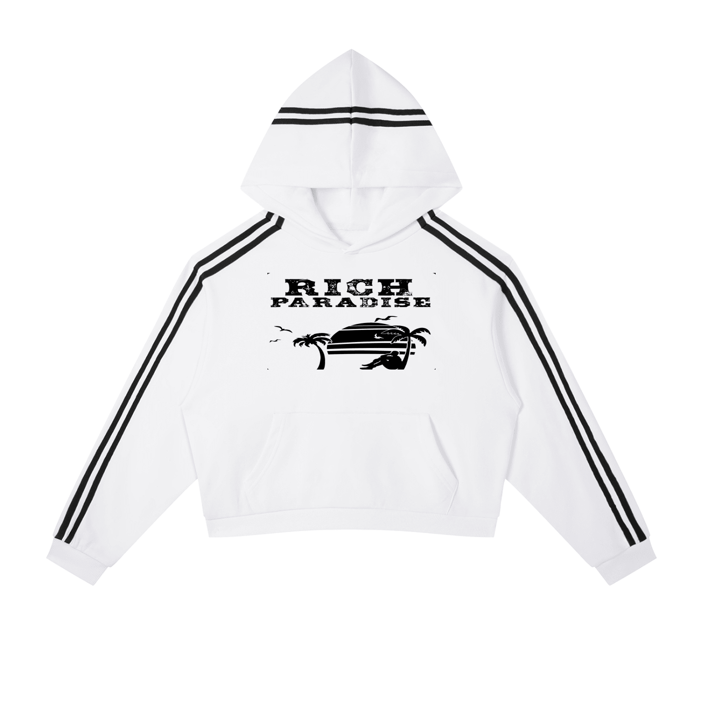 Contrast Side Stripe Cropped Hoodie