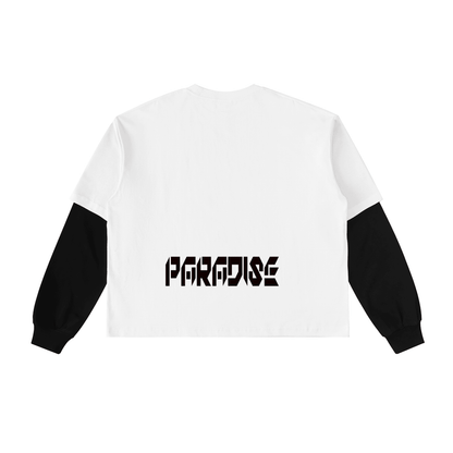 Layered Contrast Sleeve Cotton T-Shirt