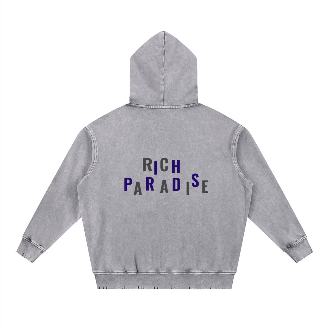 Snow Wash Hand-Frayed Heavyweight  Hoodie