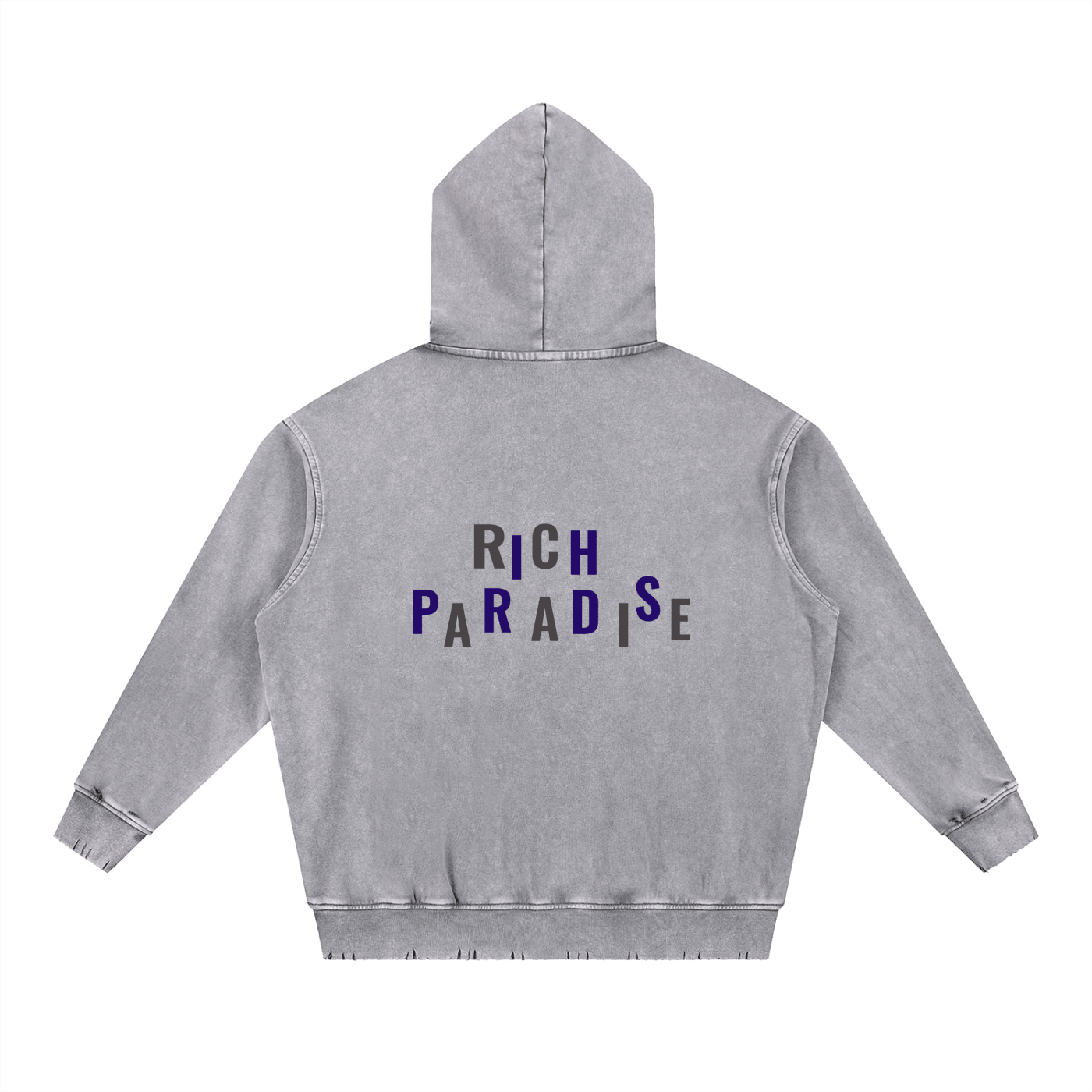 Snow Wash Hand-Frayed Heavyweight  Hoodie