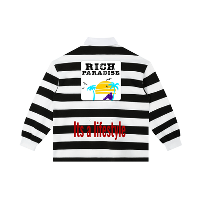 Rich Paradise Color Block Stripe Polo Shirt