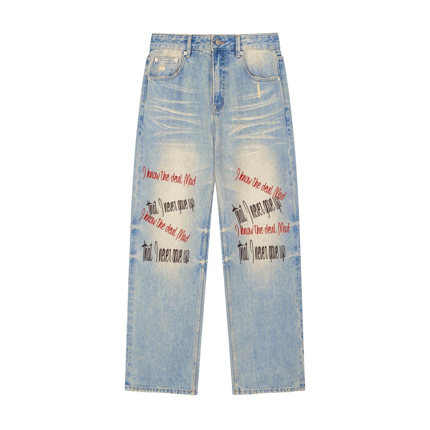 Sun Fade Raw Hem Denim Jeans
