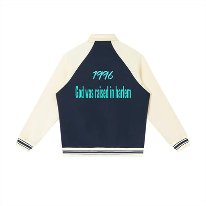 Contrast Raglan Sleeve Baseball Jacket