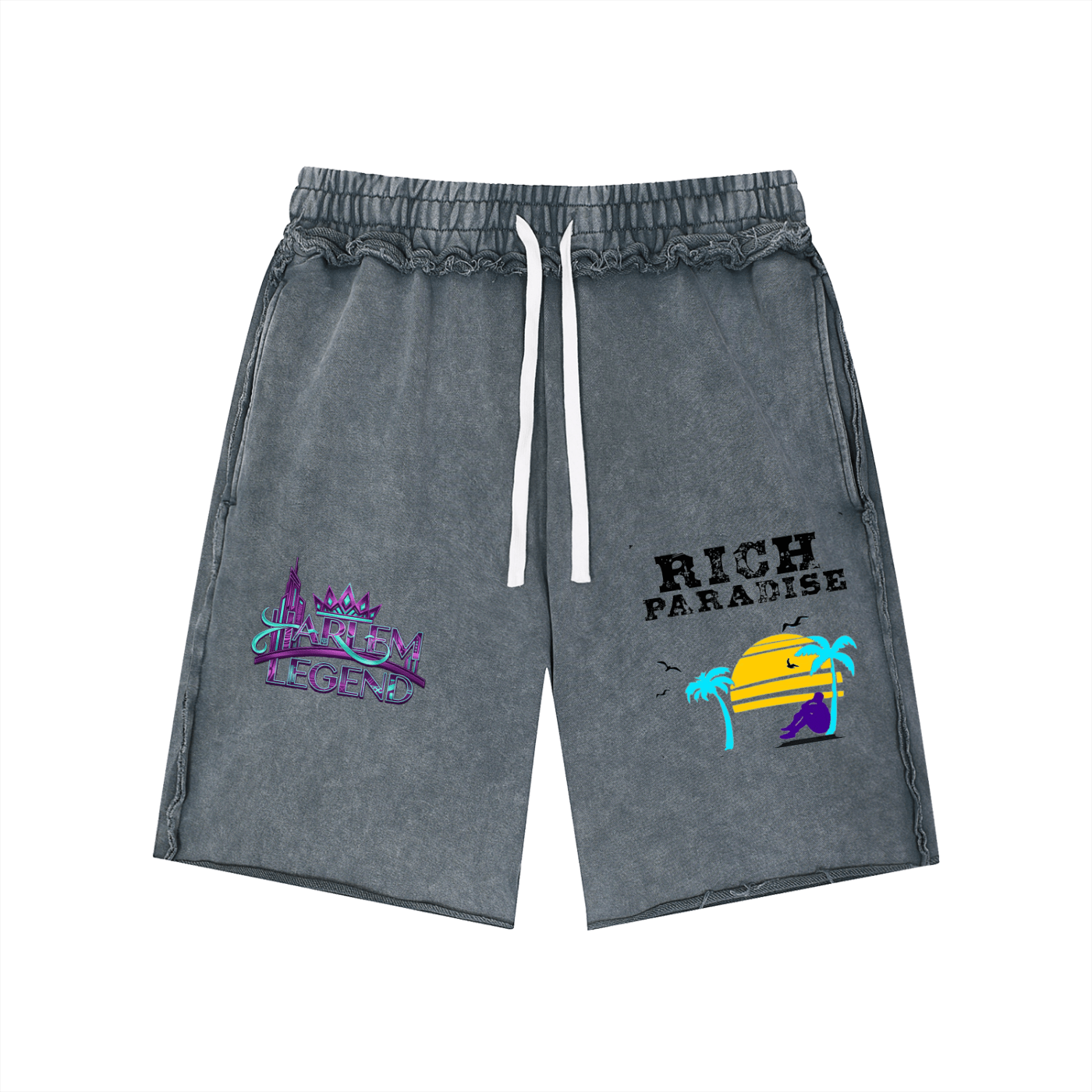 Unisex Mineral Wash Raw Edge Shorts