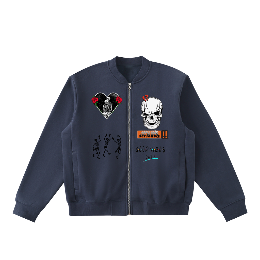 Essential Zip-Up Fleeced Varsity Jacket