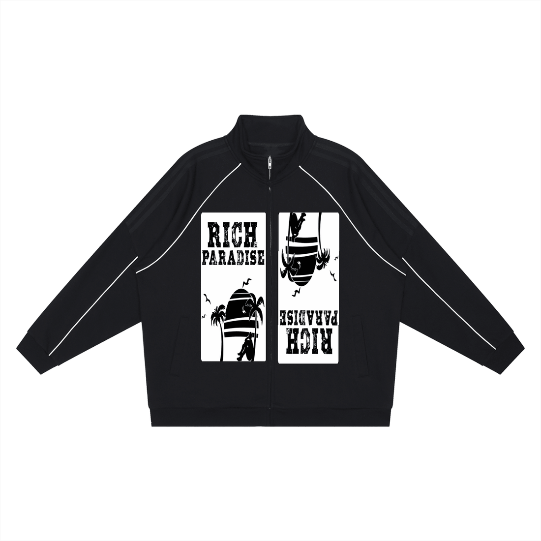 Reflection Striped Raglan Sleeve  Jacket