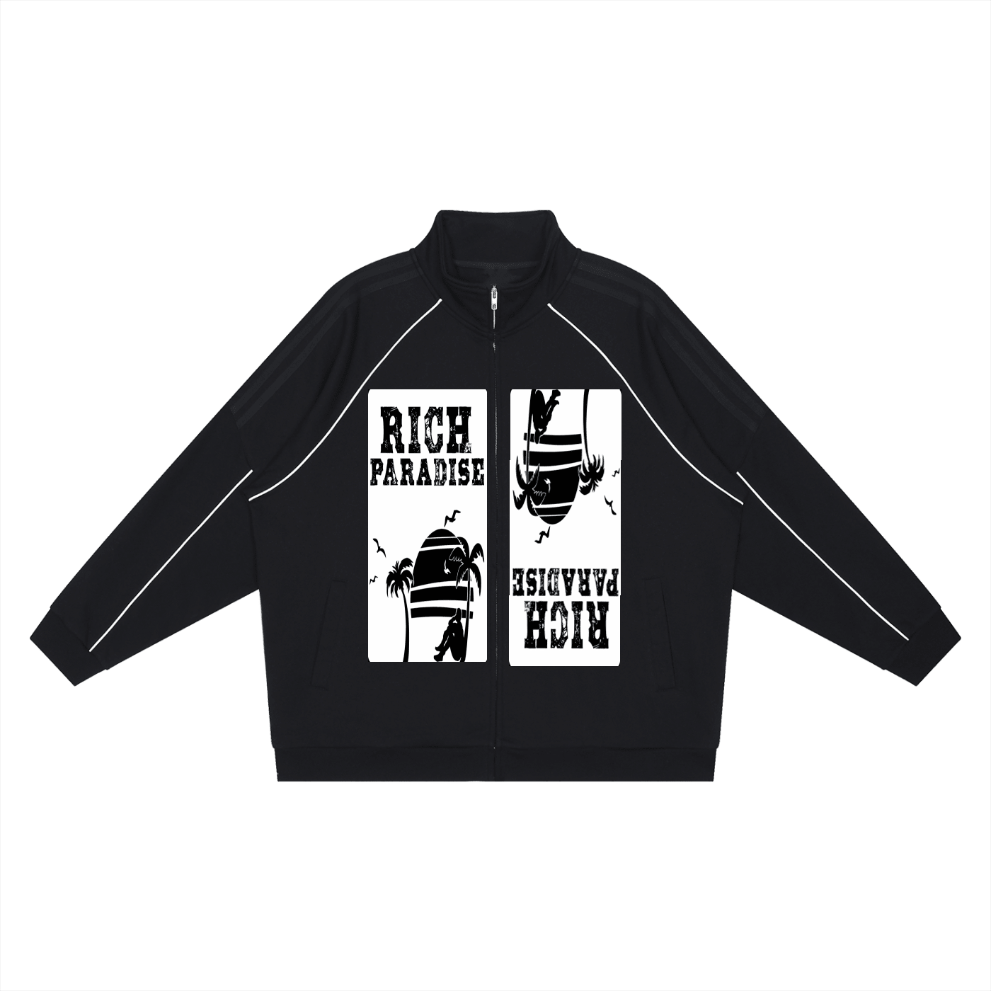 Reflection Striped Raglan Sleeve  Jacket