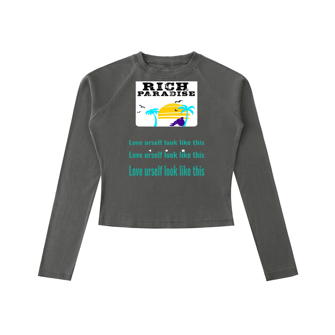 Rich Paradise Dyed Washed Raglan Long Sleeve Slim T-Shirt