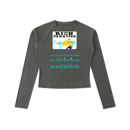 Rich Paradise Dyed Washed Raglan Long Sleeve Slim T-Shirt