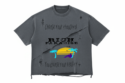 Rich Paradise Snow Wash Raw-Hem Boxy T-shirt