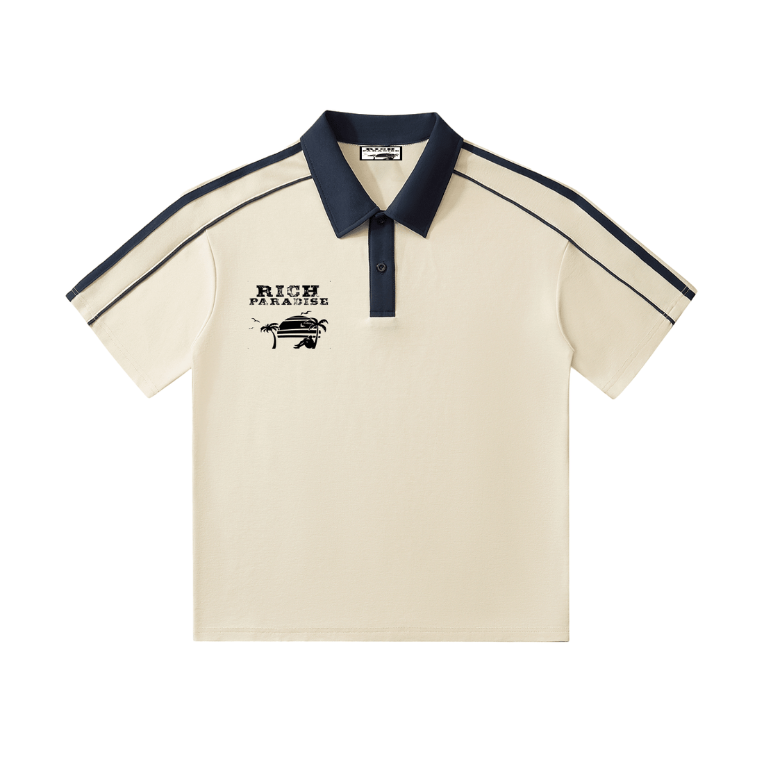 Contrast Collar Short-Sleeve Polo Shirt