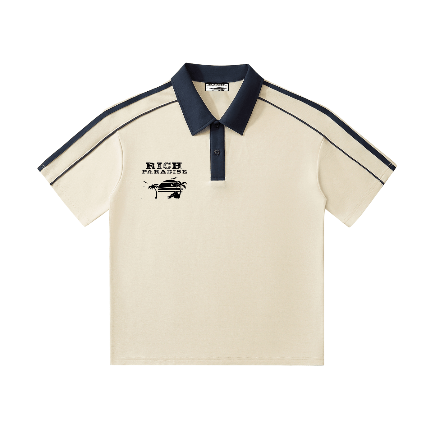 Contrast Collar Short-Sleeve Polo Shirt