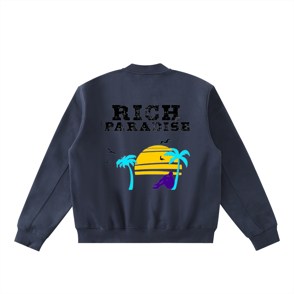 Rich Paradise Essential Zip-Up Fleeced Varsity Jacket