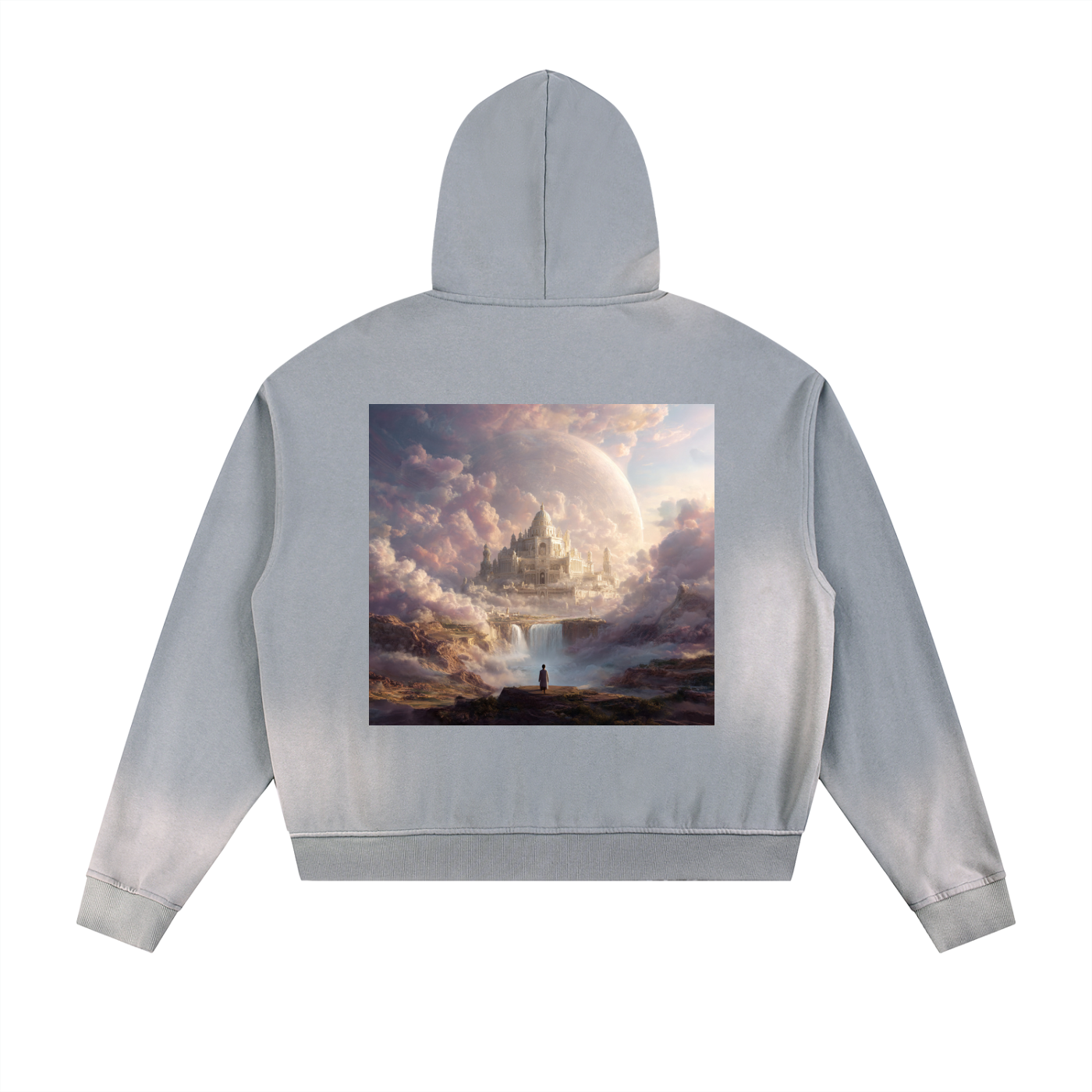 Rich Paradise Sun Fade Frayed Raw Edge Fleece Zip Hoodie