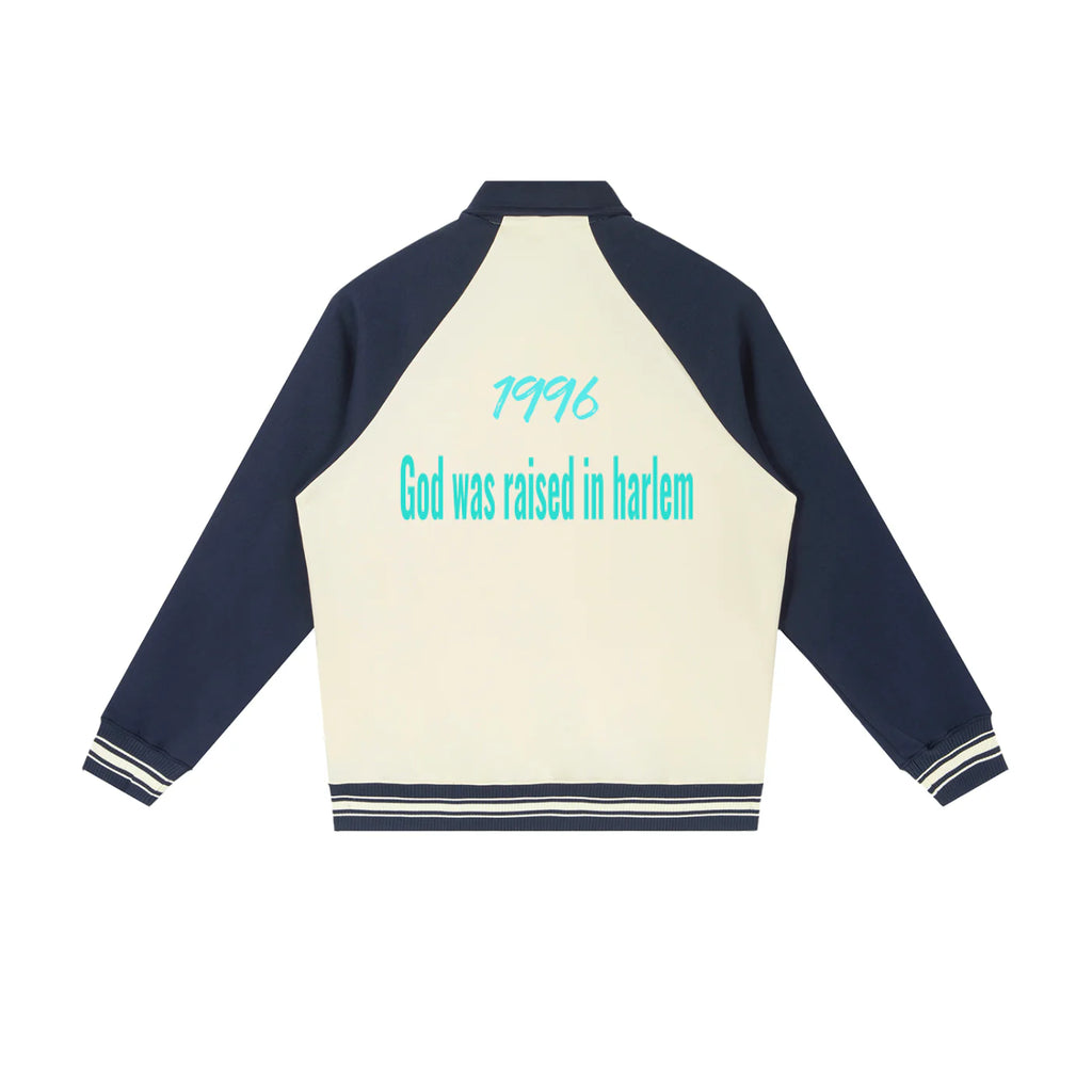 Contrast Raglan Sleeve Baseball Jacket