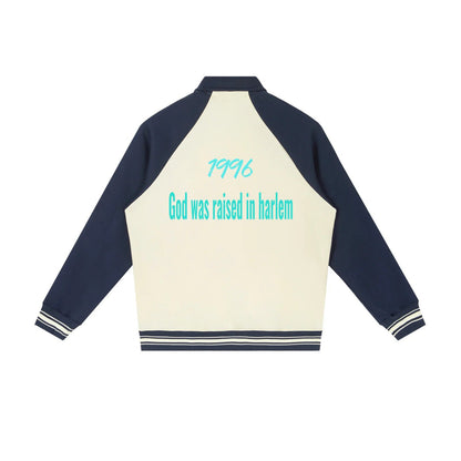 Contrast Raglan Sleeve Baseball Jacket