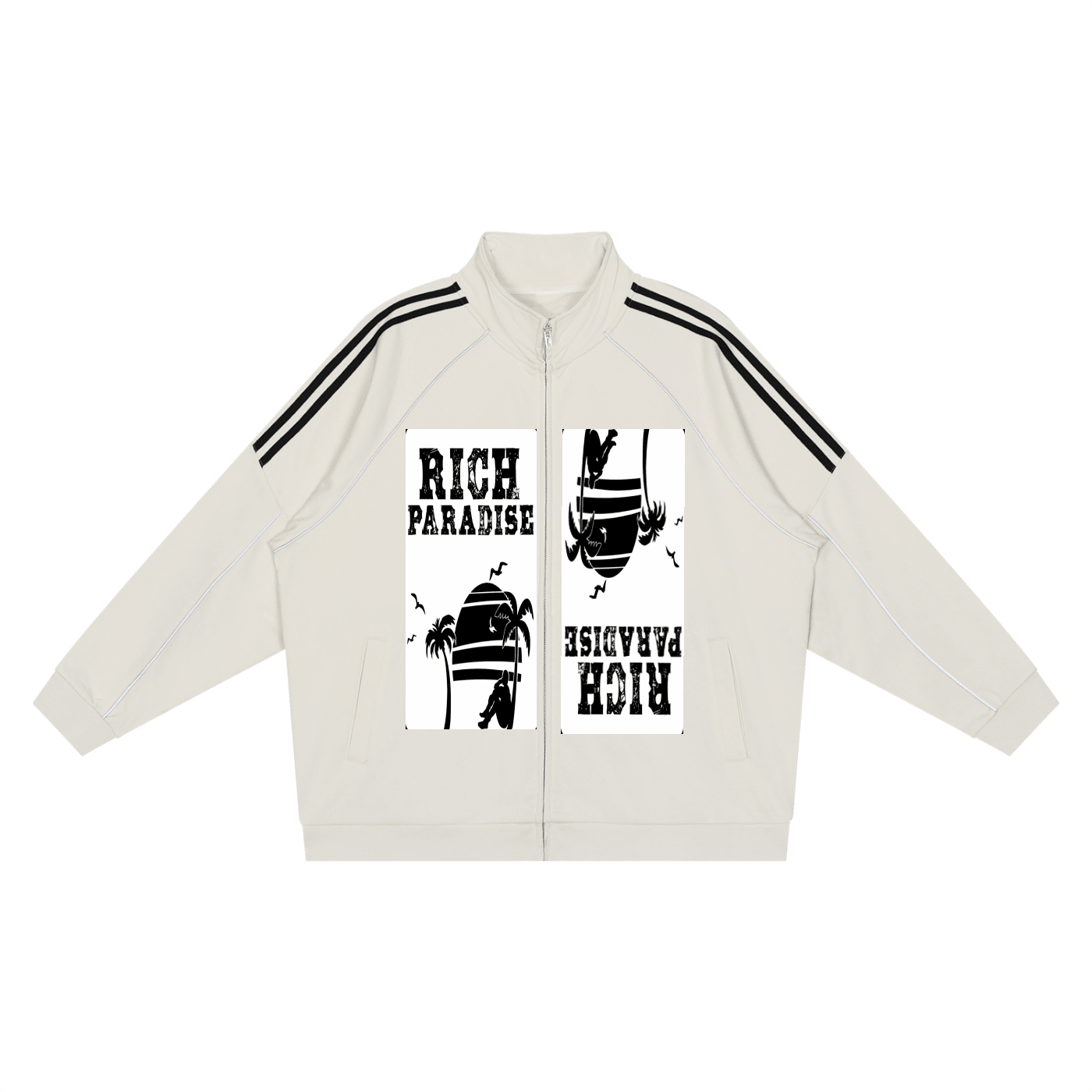 Reflection Striped Raglan Sleeve  Jacket