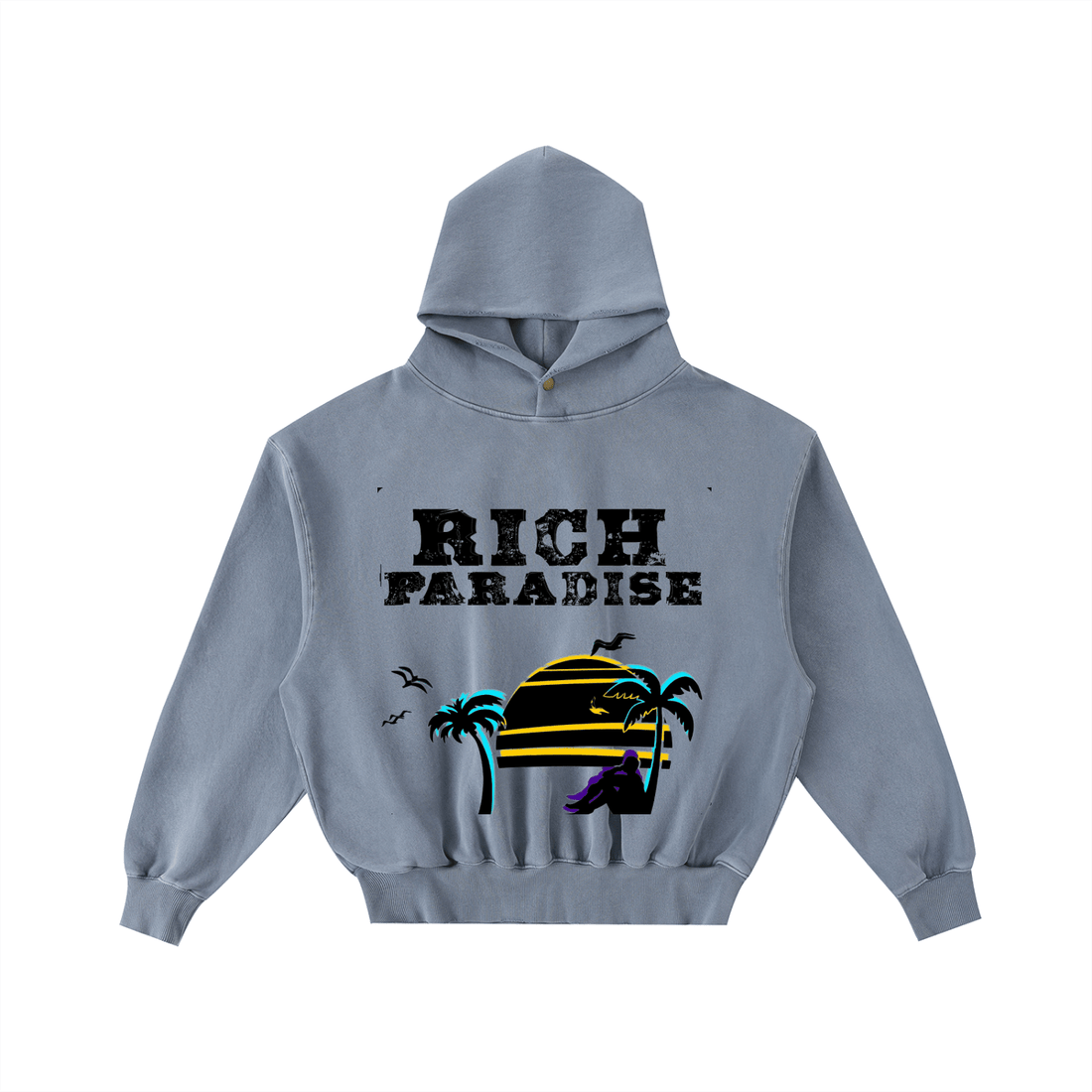 Frayed Enzyme Washed Fleece Hoodie