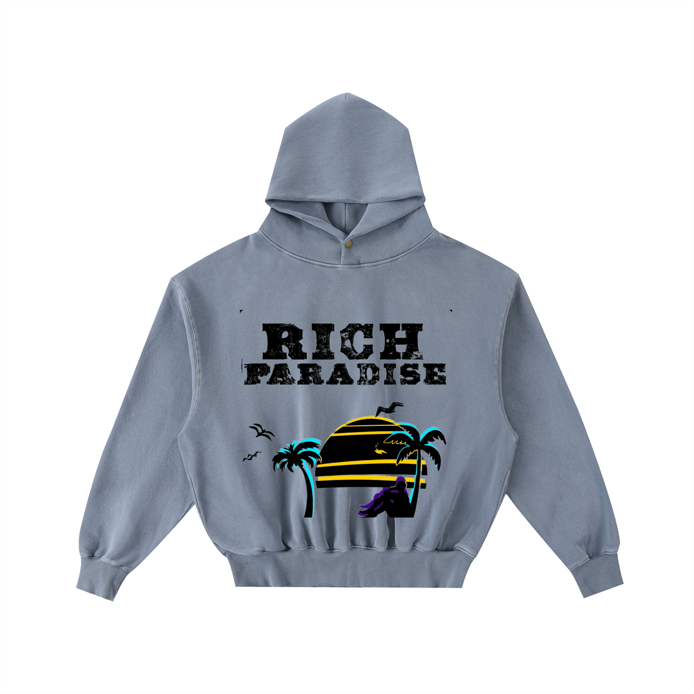 Frayed Enzyme Washed Fleece Hoodie