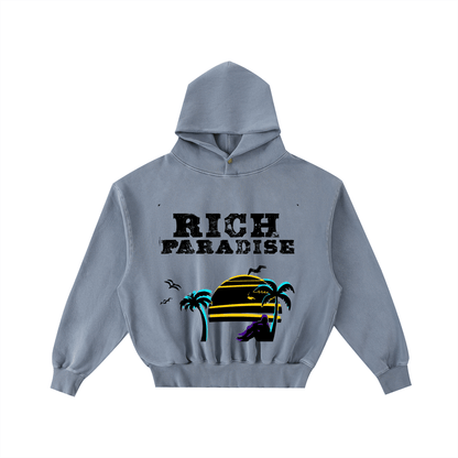 Frayed Enzyme Washed Fleece Hoodie