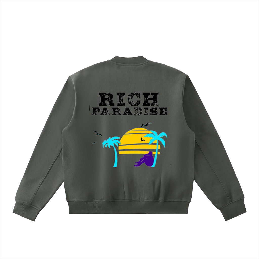 Rich Paradise Essential Zip-Up Fleeced Varsity Jacket
