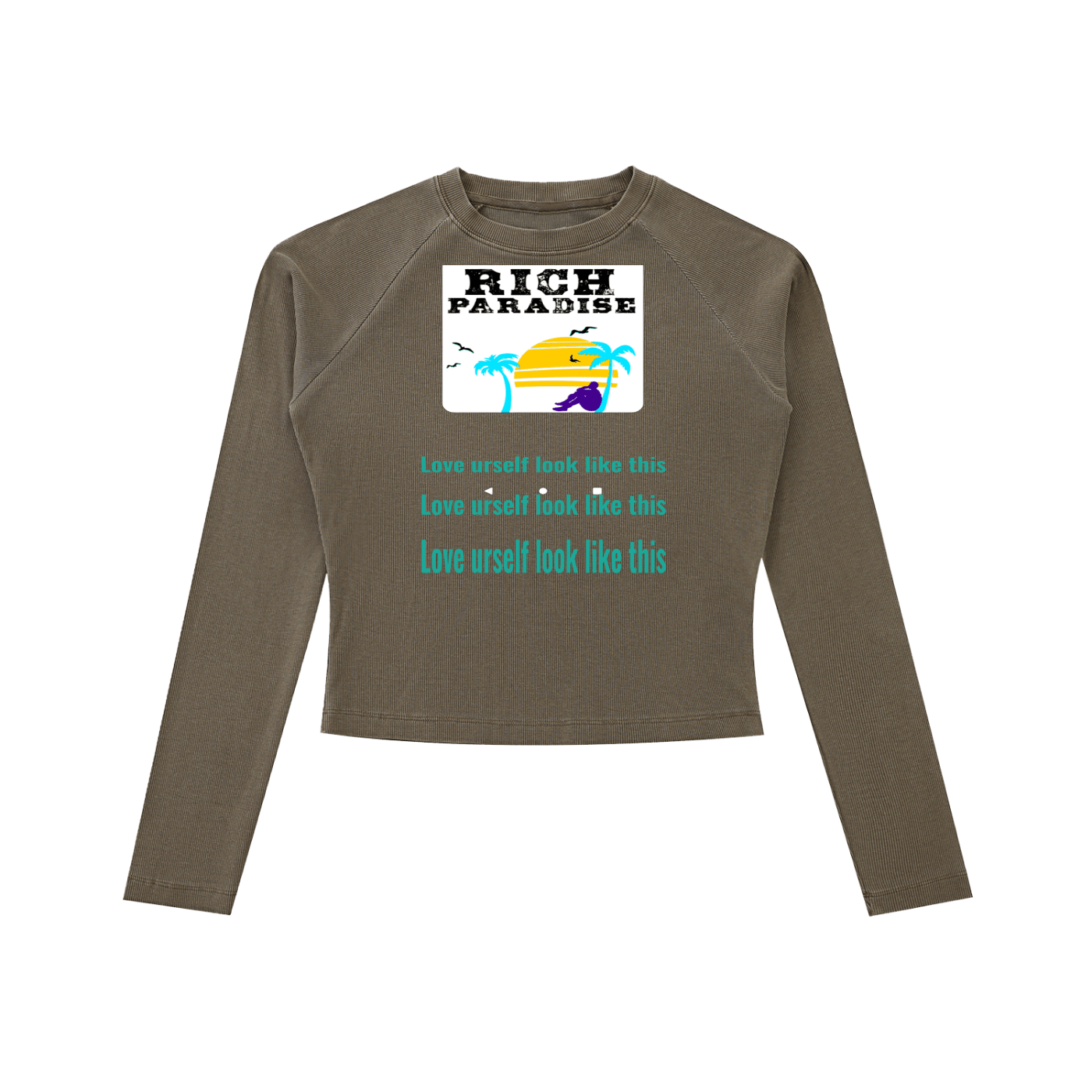 Rich Paradise Dyed Washed Raglan Long Sleeve Slim T-Shirt