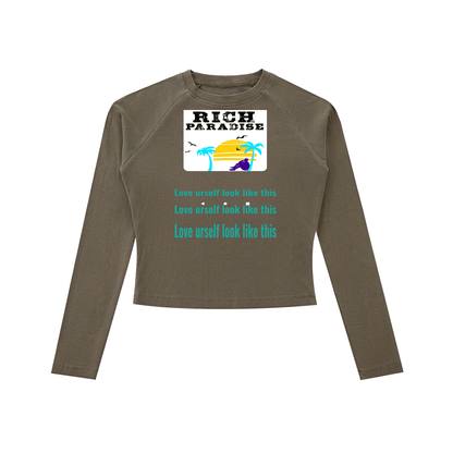 Rich Paradise Dyed Washed Raglan Long Sleeve Slim T-Shirt