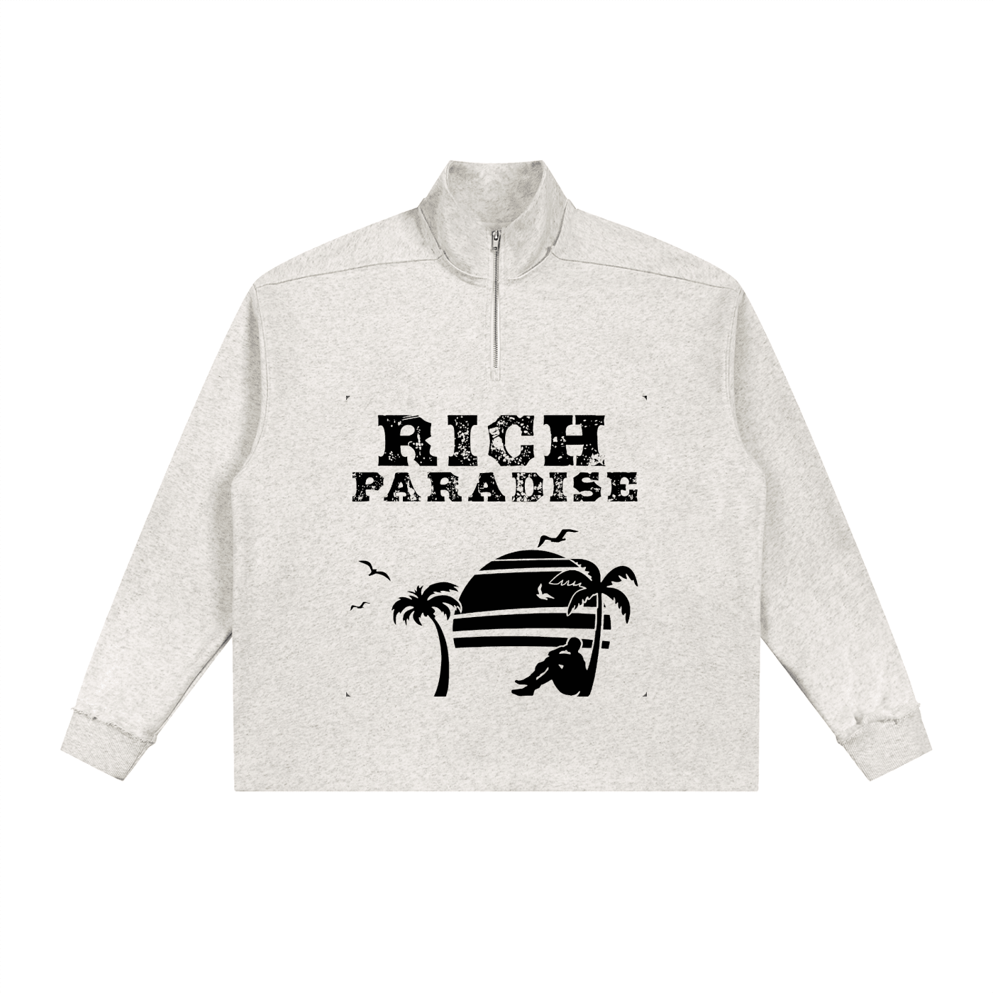 Half-Zip Rolled Edge Fleece Sweatshirt