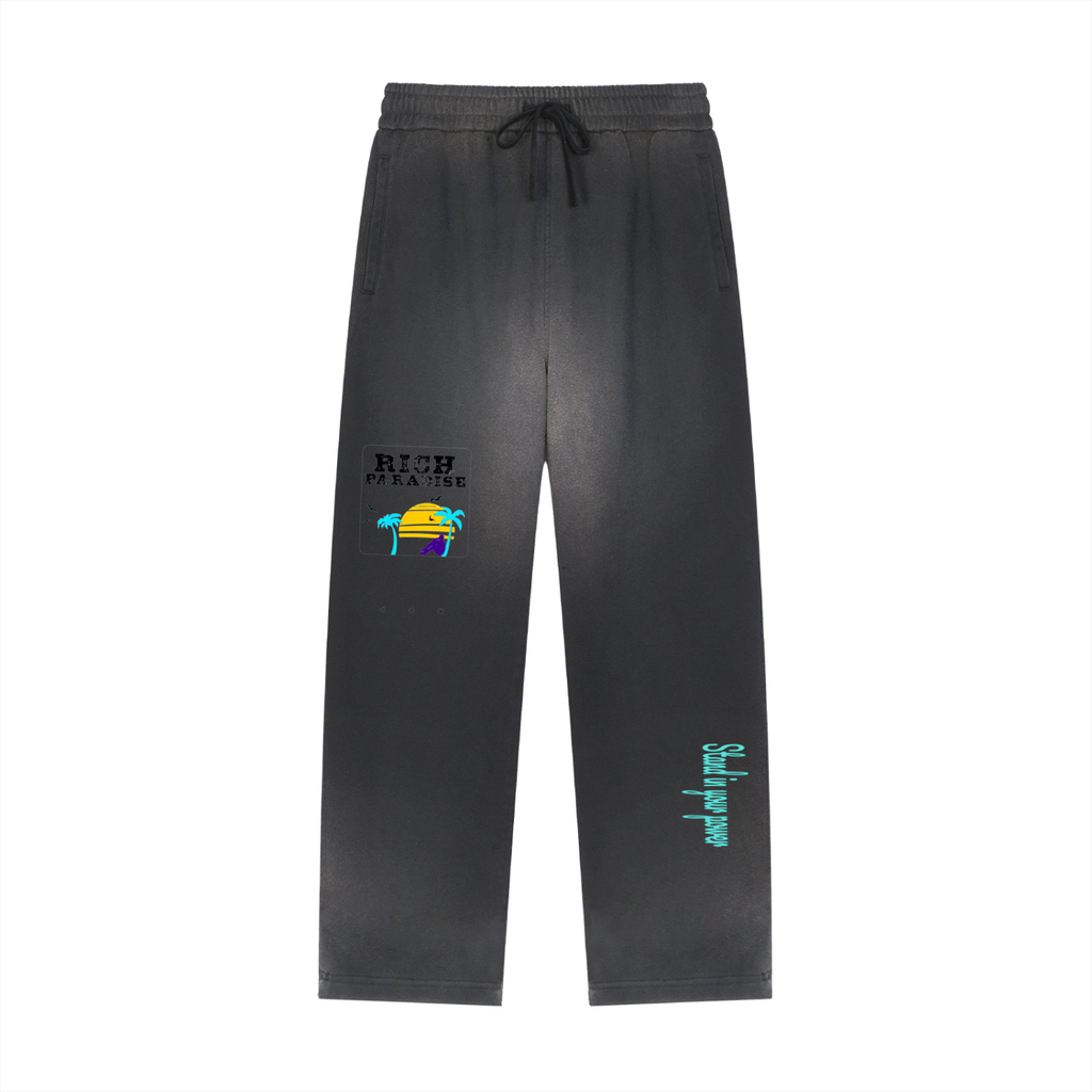 Sun Fade Raw Edge Straight-Leg Sweatpants