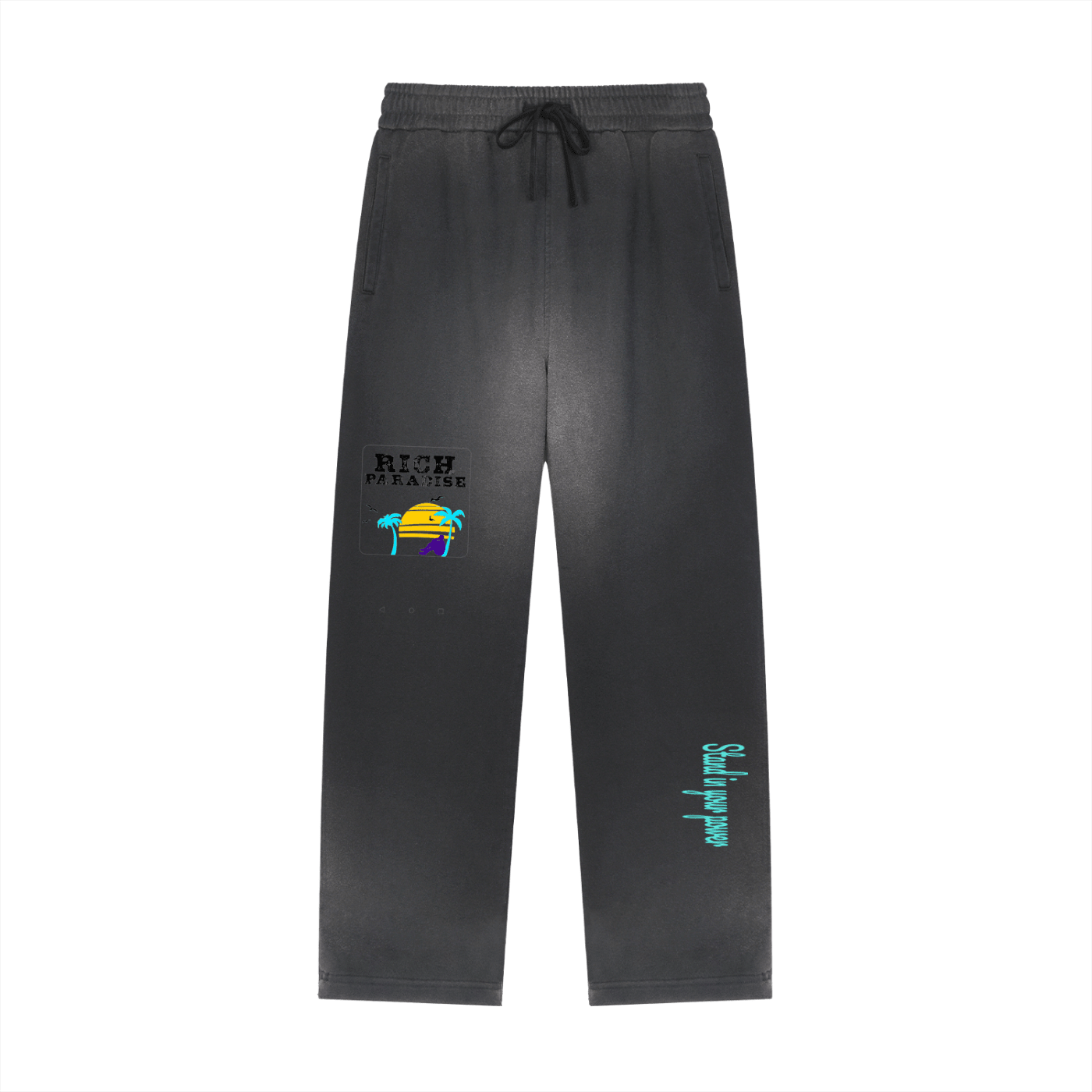 Sun Fade Raw Edge Straight-Leg Sweatpants