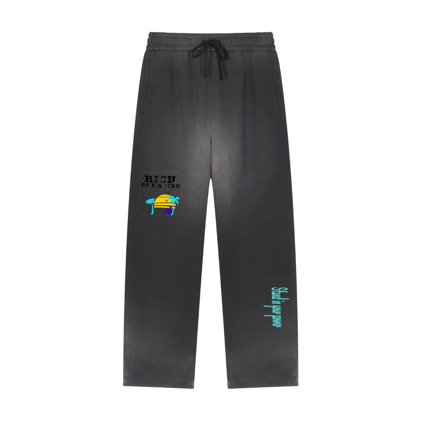 Sun Fade Raw Edge Straight-Leg Sweatpants