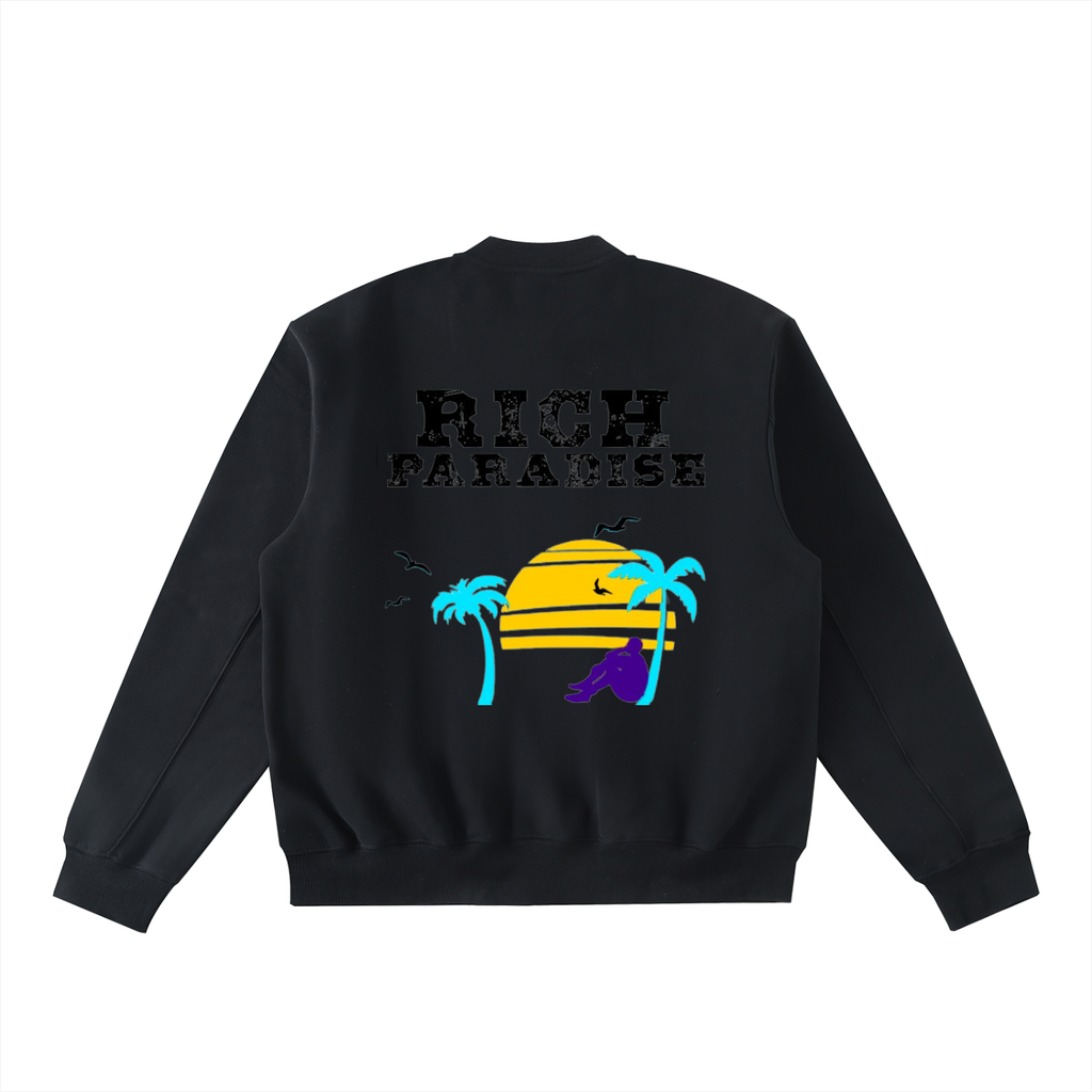 Rich Paradise Essential Zip-Up Fleeced Varsity Jacket