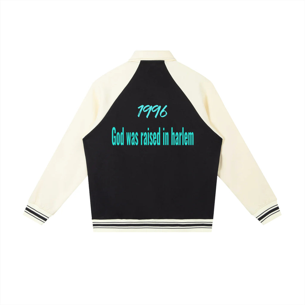 Contrast Raglan Sleeve Baseball Jacket