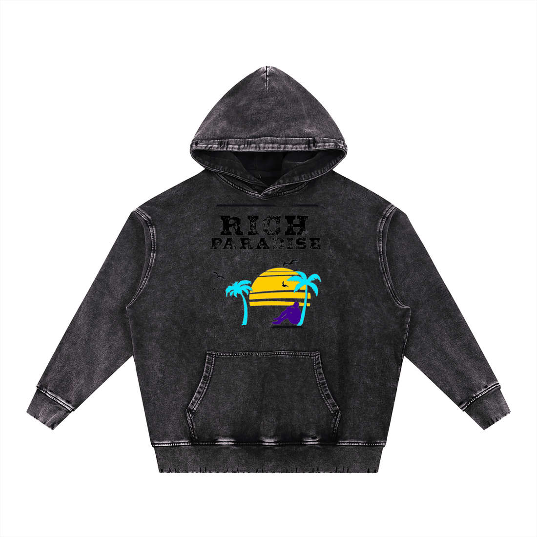 Snow Wash Hand-Frayed Heavyweight  Hoodie