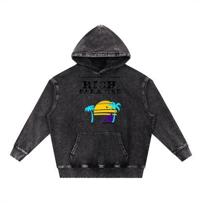 Snow Wash Hand-Frayed Heavyweight  Hoodie