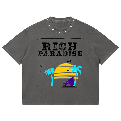 Unisex Washed Boxy Studded T-Shirt