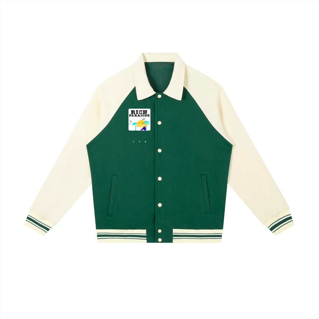 Contrast Raglan Sleeve Baseball Jacket