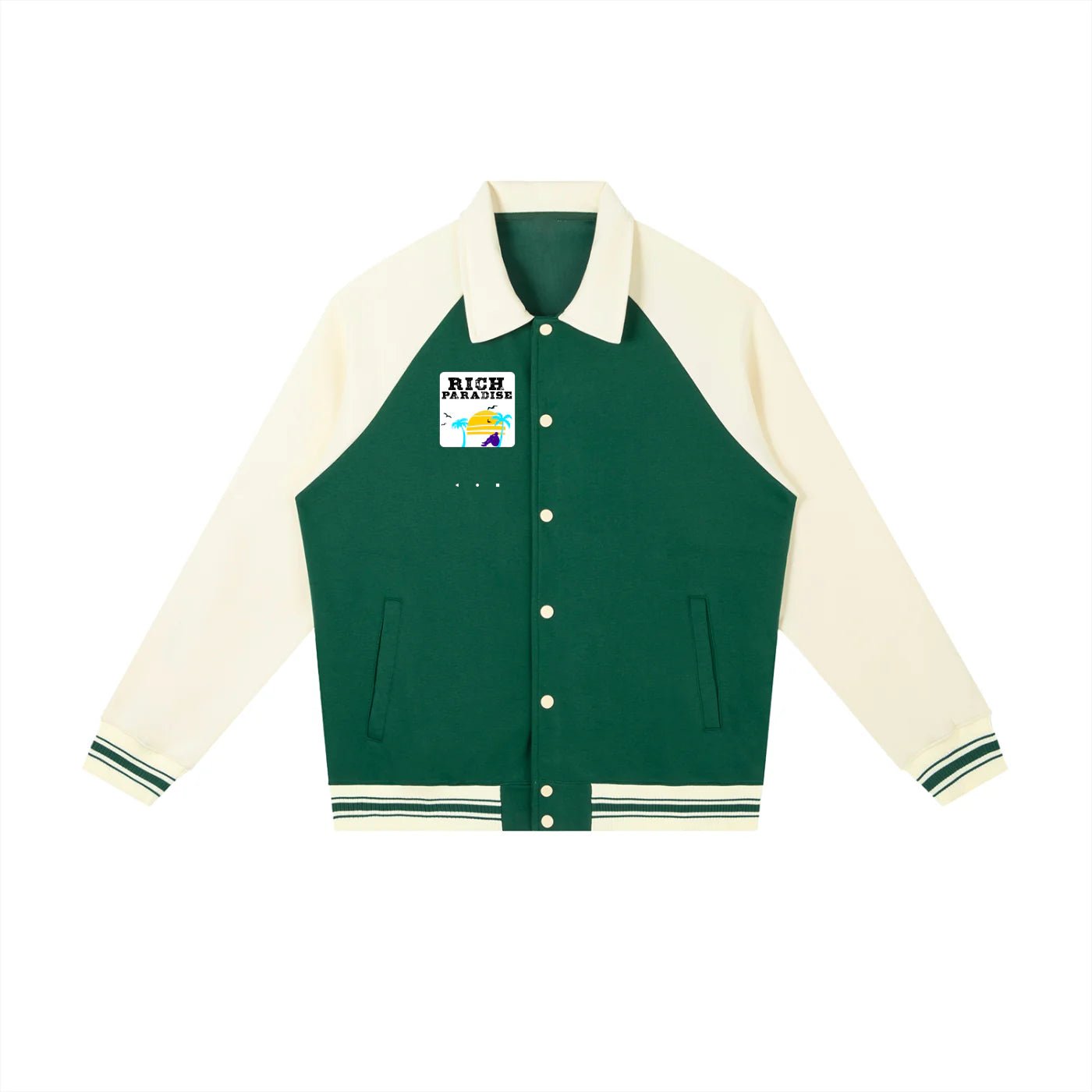Contrast Raglan Sleeve Baseball Jacket