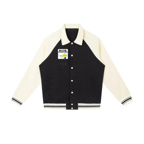 Contrast Raglan Sleeve Baseball Jacket