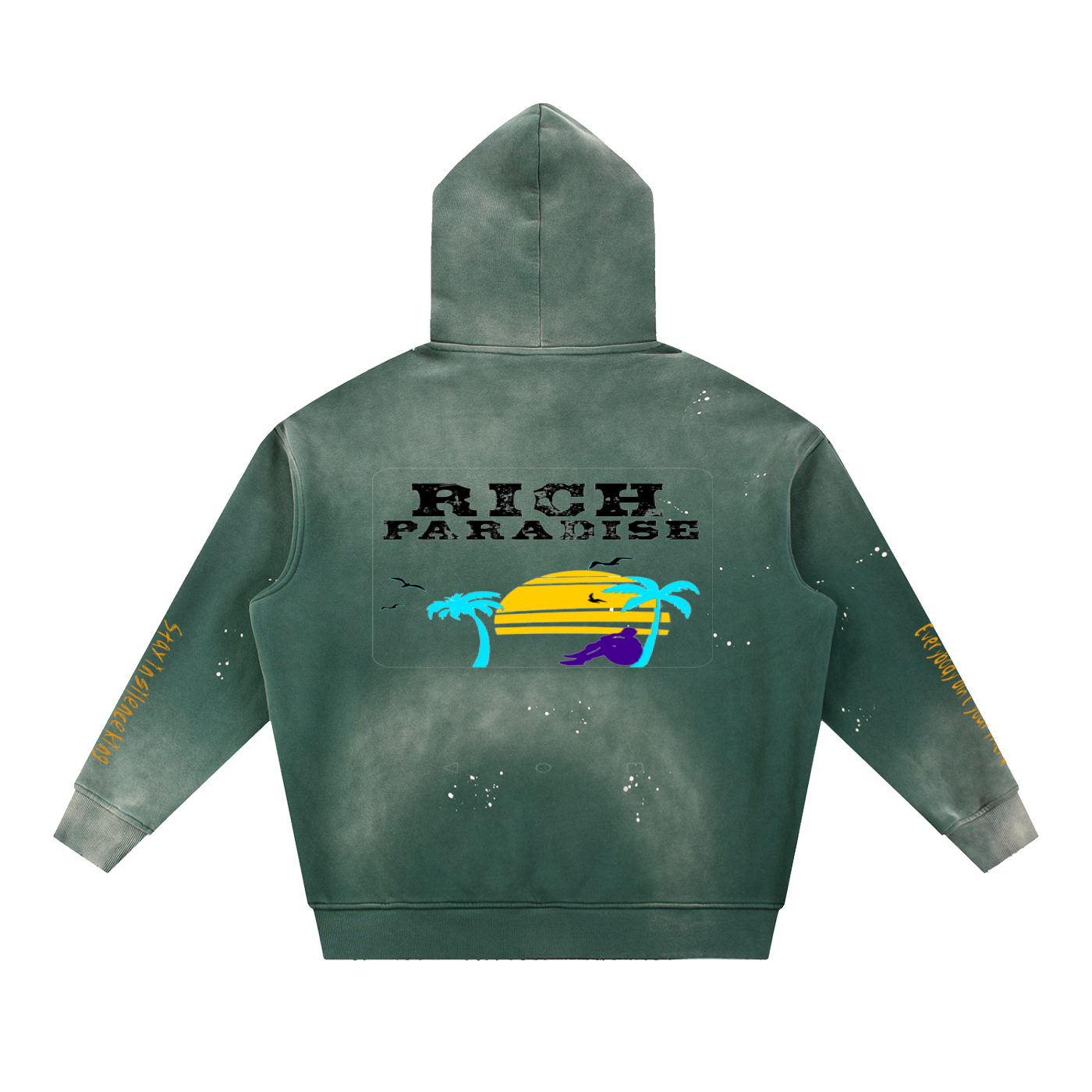 Vintage Washed Frayed Fleece Hoodie