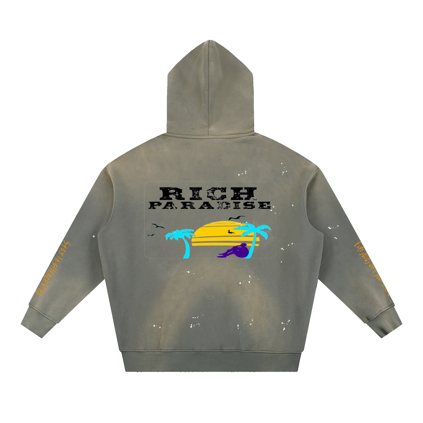 Vintage Washed Frayed Fleece Hoodie