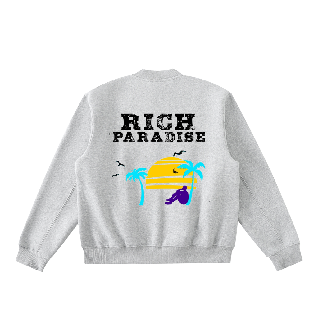 Rich Paradise Essential Zip-Up Fleeced Varsity Jacket